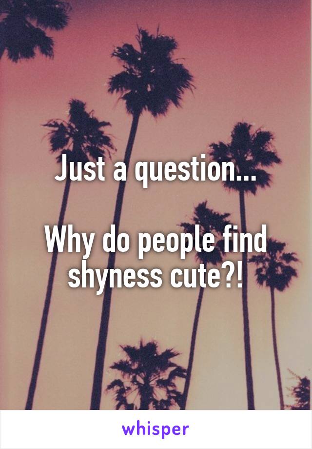 Just a question...

Why do people find shyness cute?!