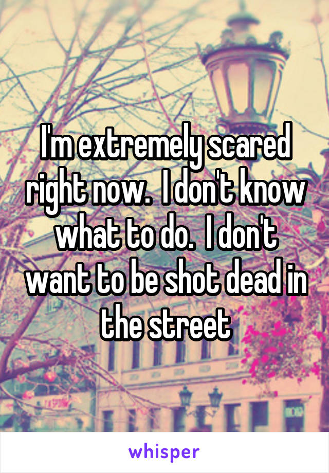 I'm extremely scared right now.  I don't know what to do.  I don't want to be shot dead in the street