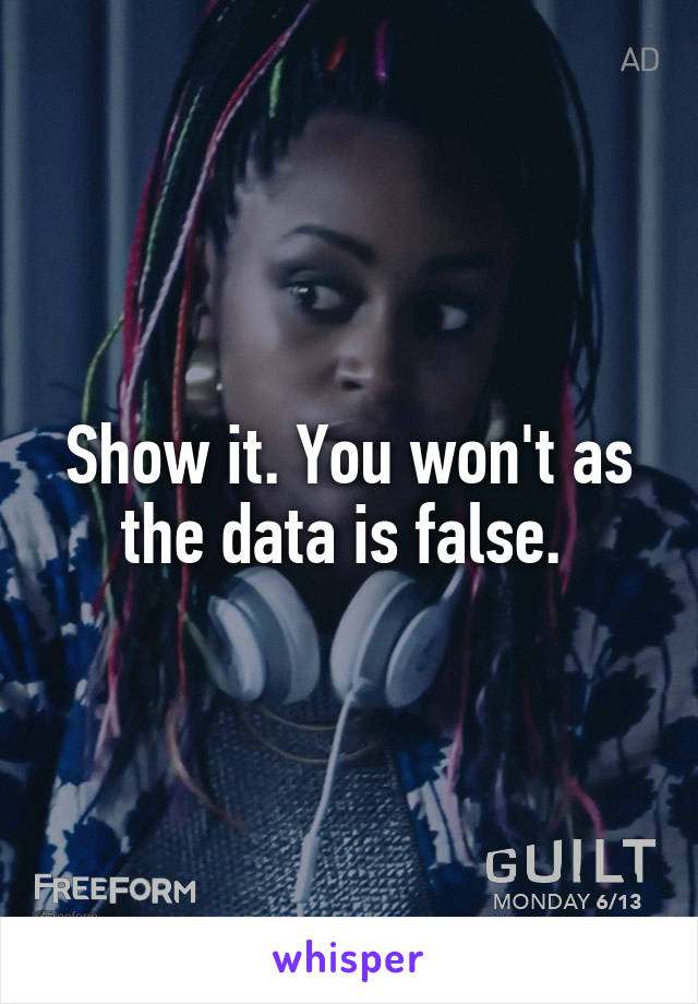 Show it. You won't as the data is false. 