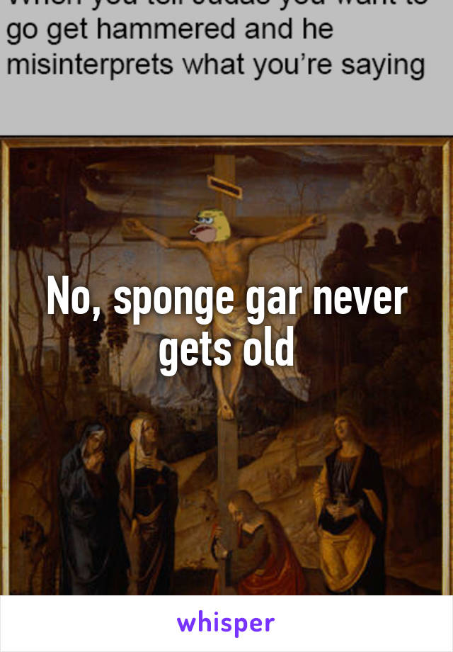 No, sponge gar never gets old