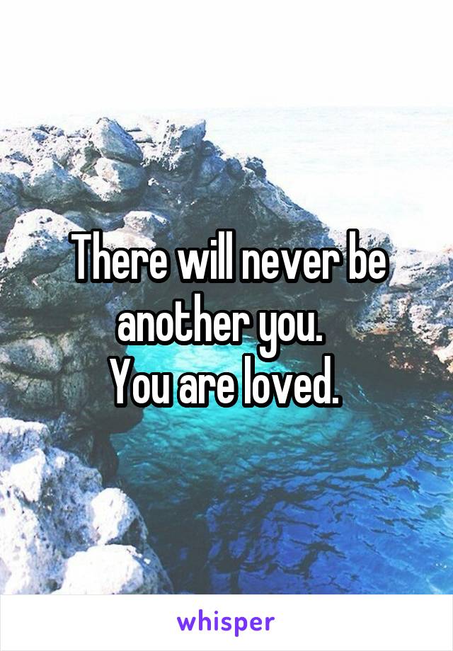 There will never be another you.  
You are loved. 