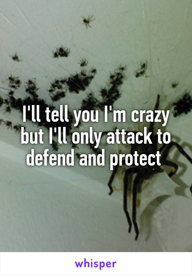 I'll tell you I'm crazy but I'll only attack to defend and protect 