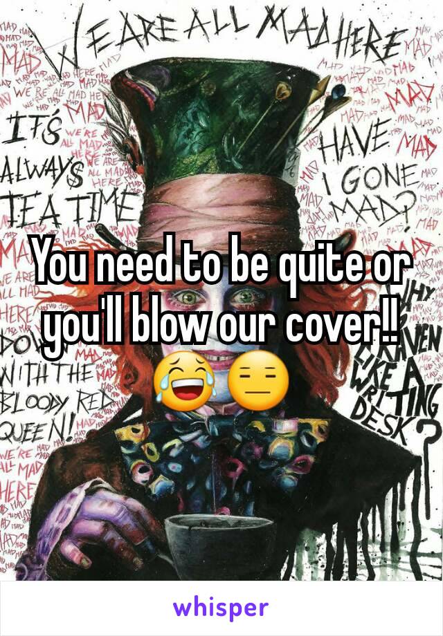 You need to be quite or you'll blow our cover!!😂😑