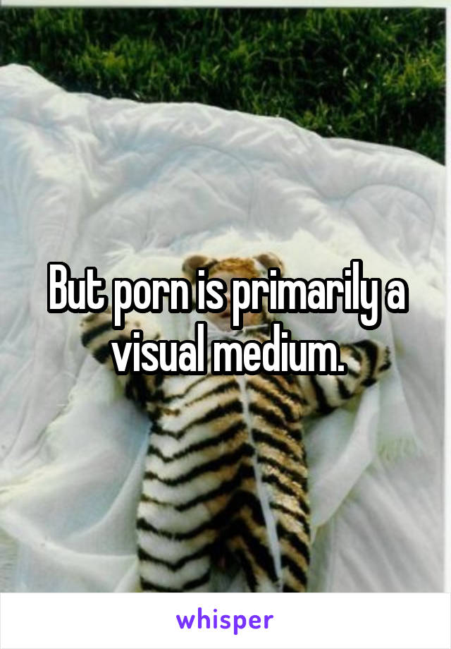 But porn is primarily a visual medium.