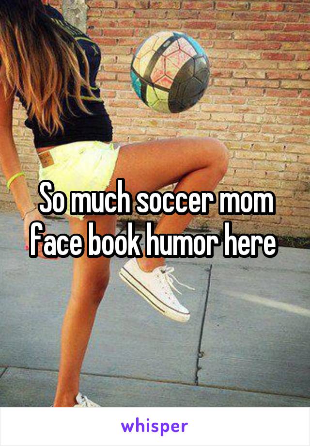 So much soccer mom face book humor here 