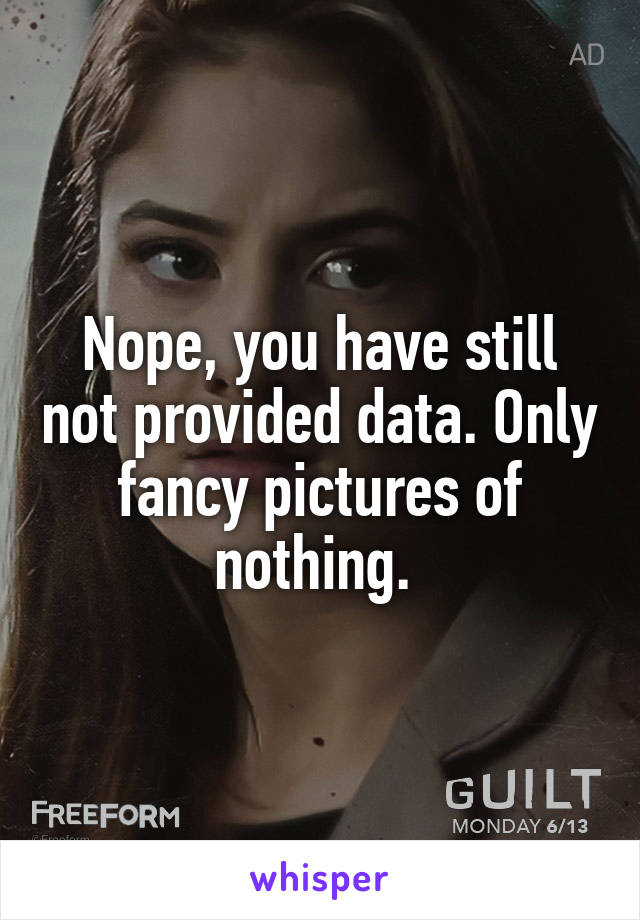 Nope, you have still not provided data. Only fancy pictures of nothing. 