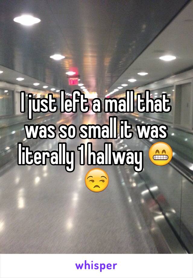 I just left a mall that was so small it was literally 1 hallway 😁😒