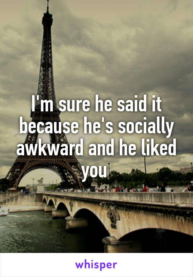 I'm sure he said it because he's socially awkward and he liked you 