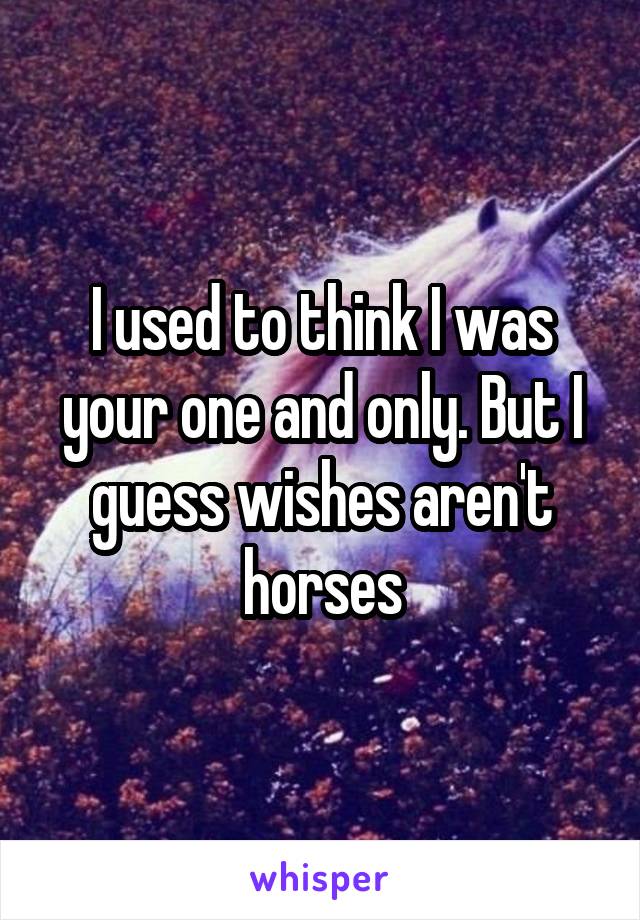 I used to think I was your one and only. But I guess wishes aren't horses