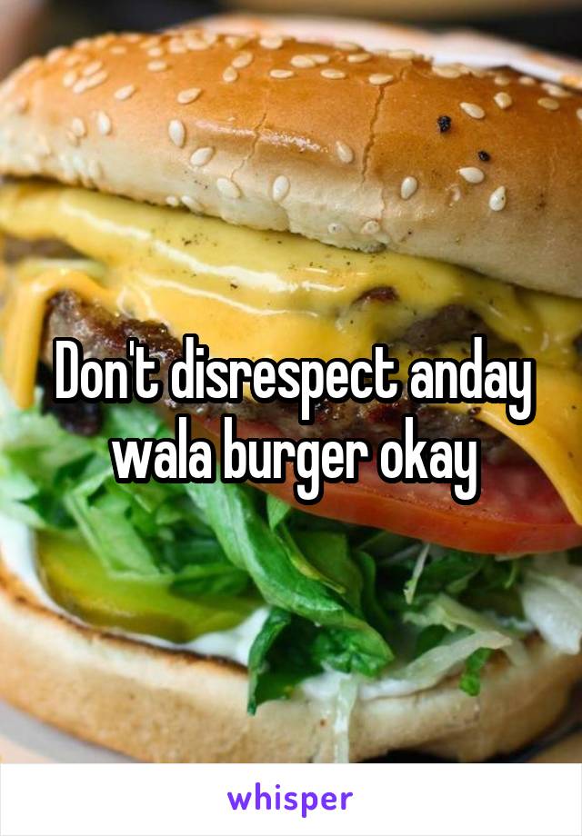 Don't disrespect anday wala burger okay