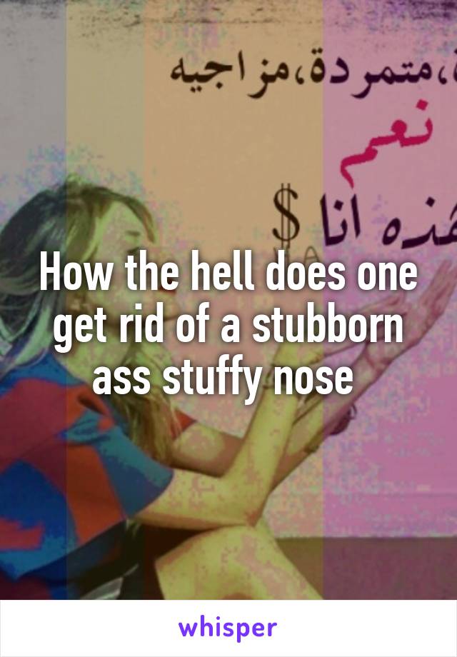 How the hell does one get rid of a stubborn ass stuffy nose 