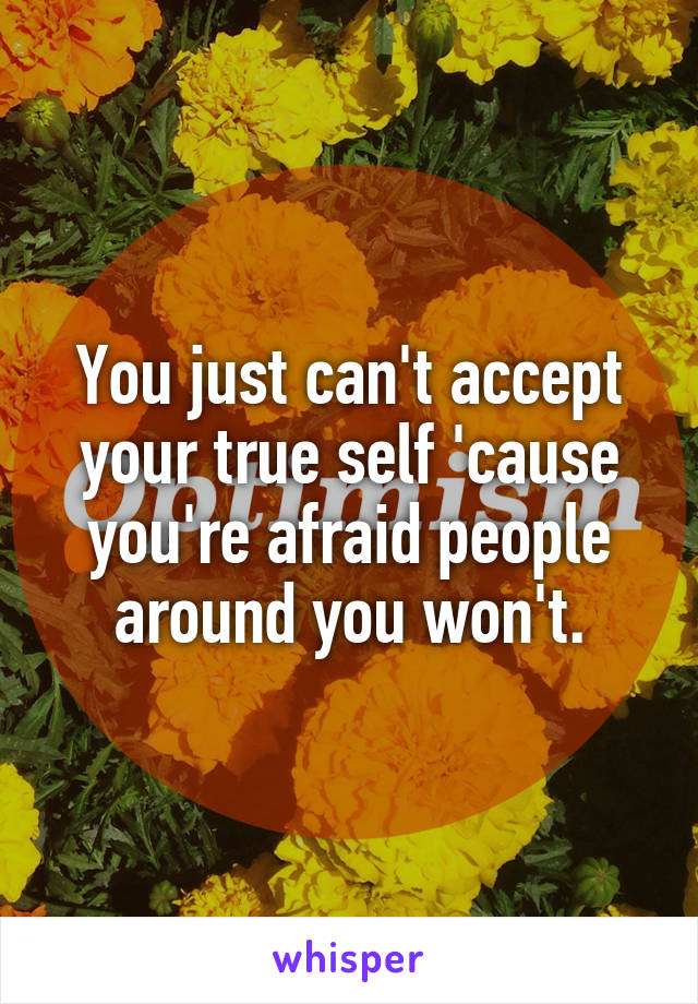 You just can't accept your true self 'cause you're afraid people around you won't.