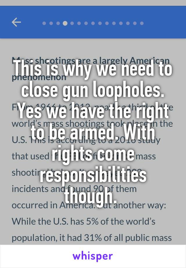 This is why we need to close gun loopholes. Yes we have the right to be armed. With rights come responsibilities though. 