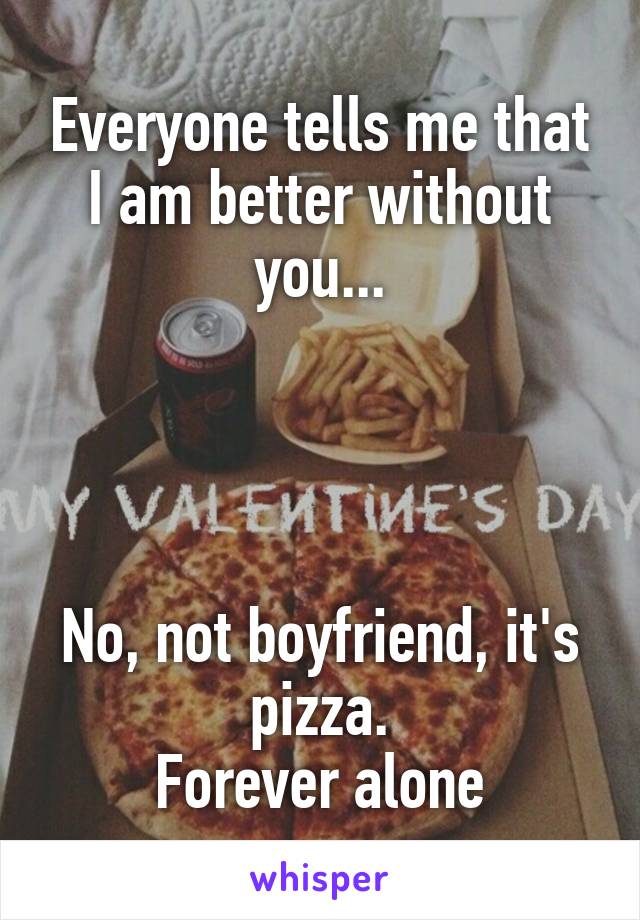 Everyone tells me that I am better without you...




No, not boyfriend, it's pizza.
Forever alone