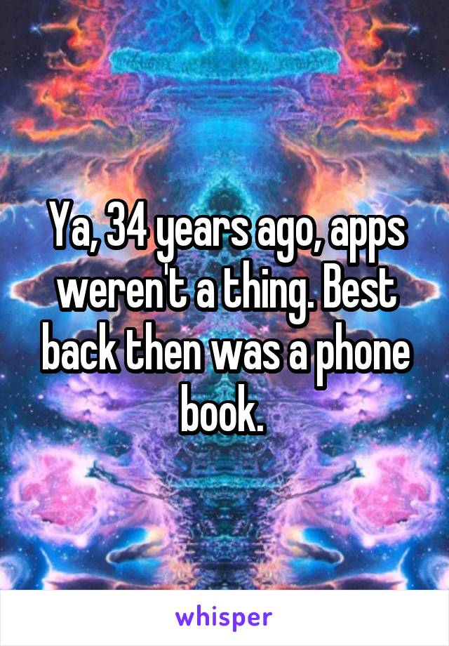 Ya, 34 years ago, apps weren't a thing. Best back then was a phone book. 
