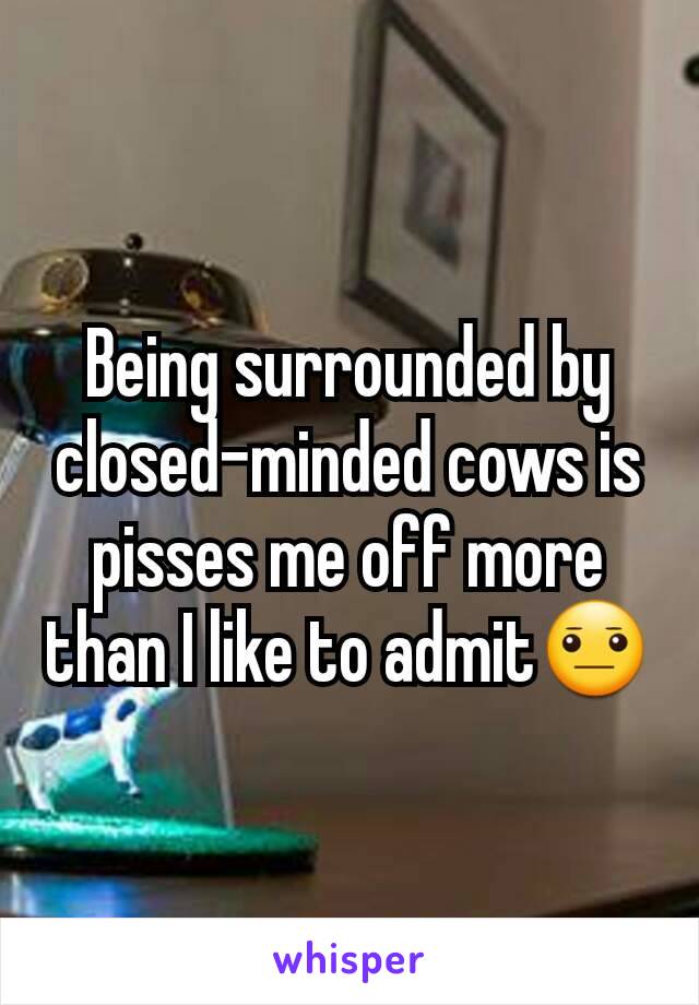 Being surrounded by closed-minded cows is pisses me off more than I like to admit😐