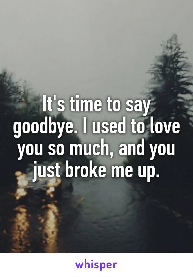 It's time to say goodbye. I used to love you so much, and you just broke me up.