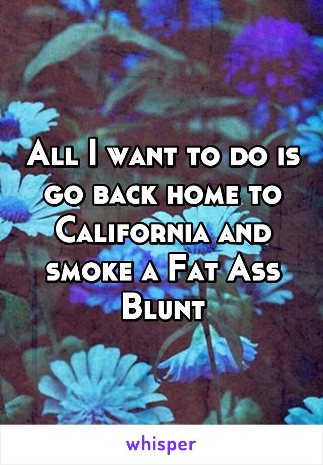 All I want to do is go back home to California and smoke a Fat Ass Blunt