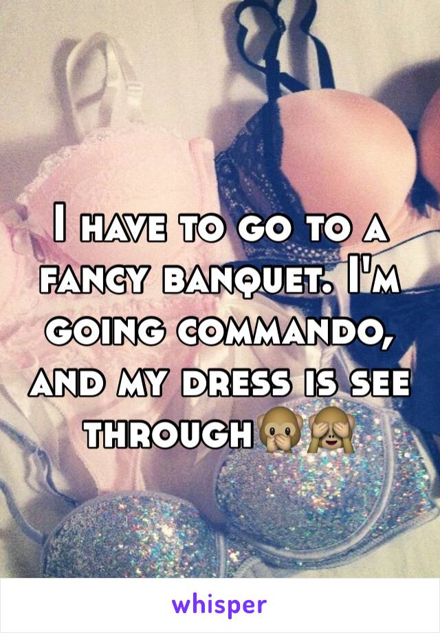 I have to go to a fancy banquet. I'm going commando, and my dress is see through🙊🙈