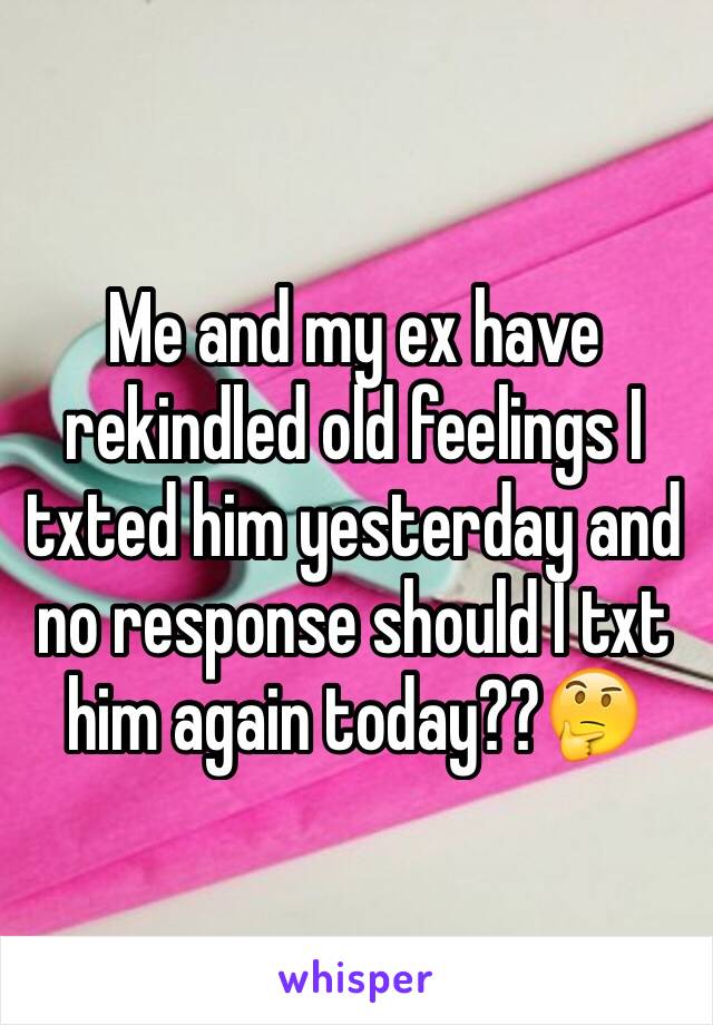 Me and my ex have rekindled old feelings I txted him yesterday and no response should I txt him again today??🤔