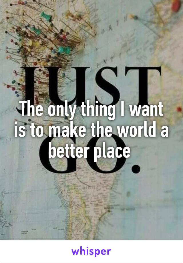The only thing I want is to make the world a better place 