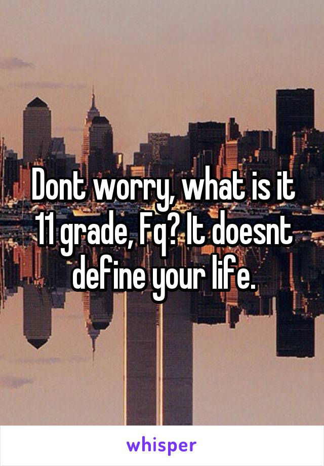 Dont worry, what is it 11 grade, Fq? It doesnt define your life.