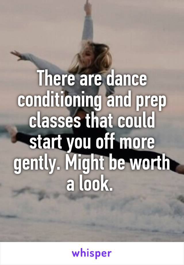There are dance conditioning and prep classes that could start you off more gently. Might be worth a look. 