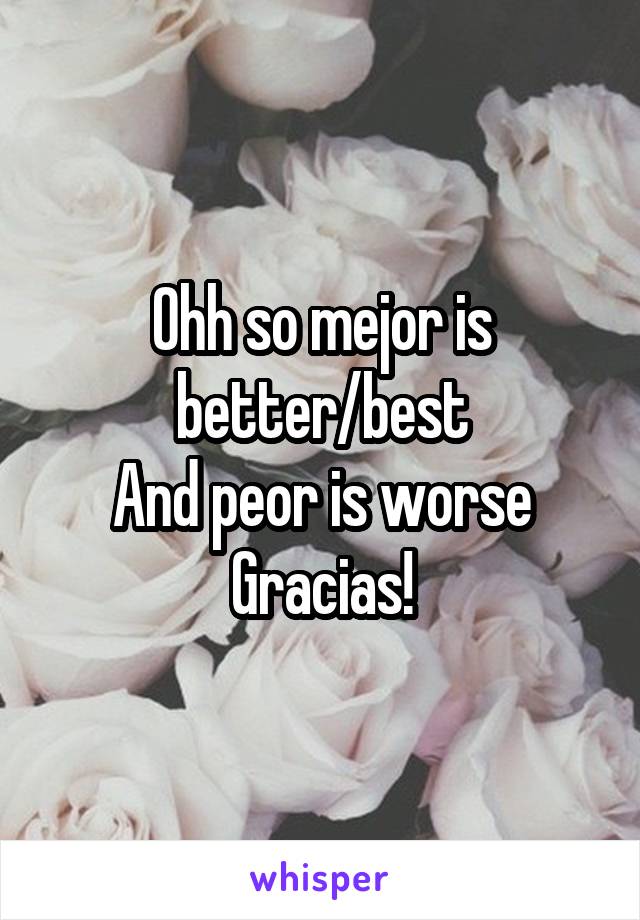 Ohh so mejor is better/best
And peor is worse
Gracias!