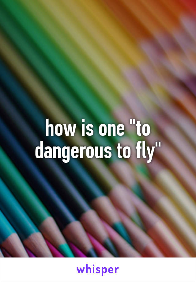how is one "to dangerous to fly"