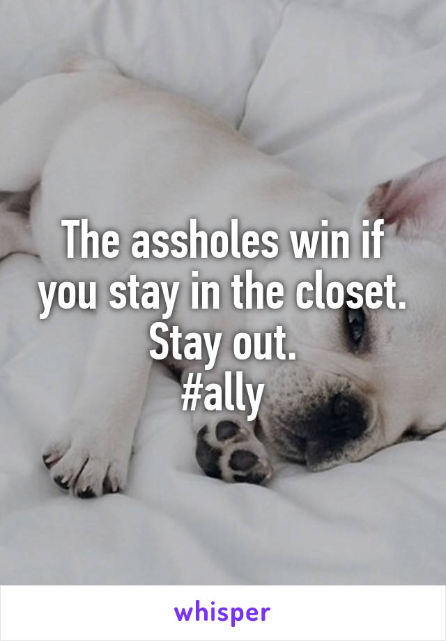 The assholes win if you stay in the closet. Stay out.
#ally