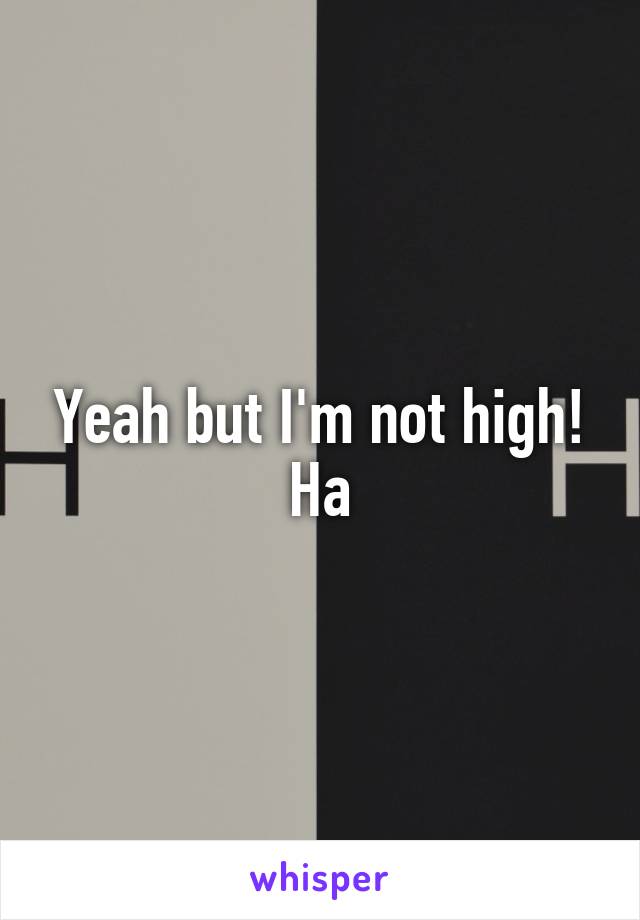 Yeah but I'm not high! Ha