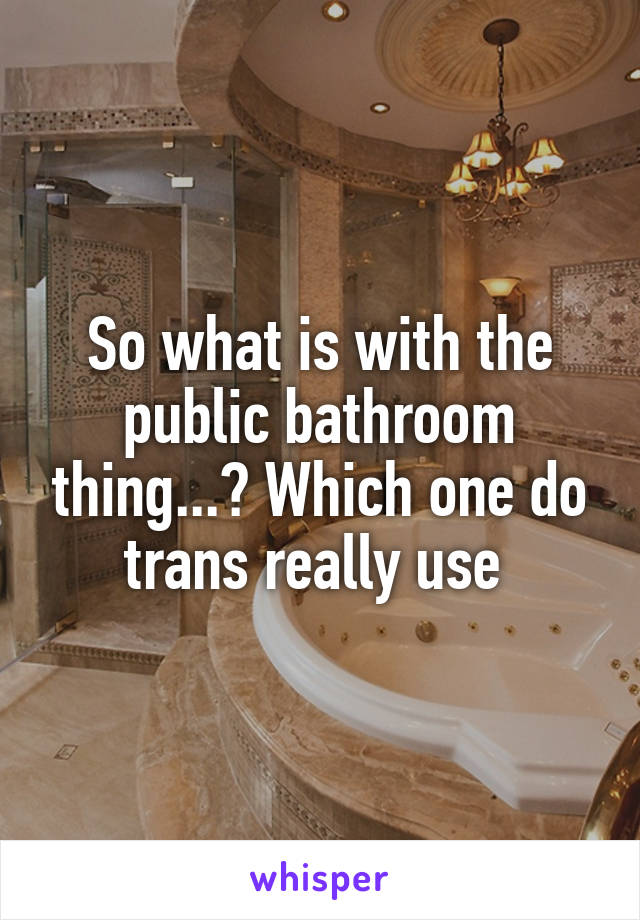So what is with the public bathroom thing...? Which one do trans really use 