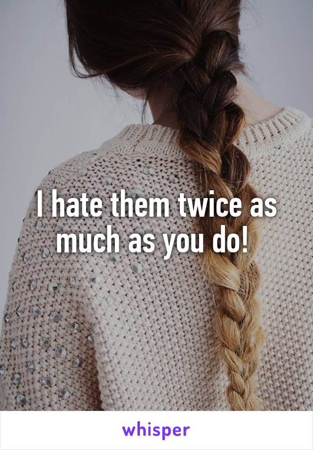 I hate them twice as much as you do! 