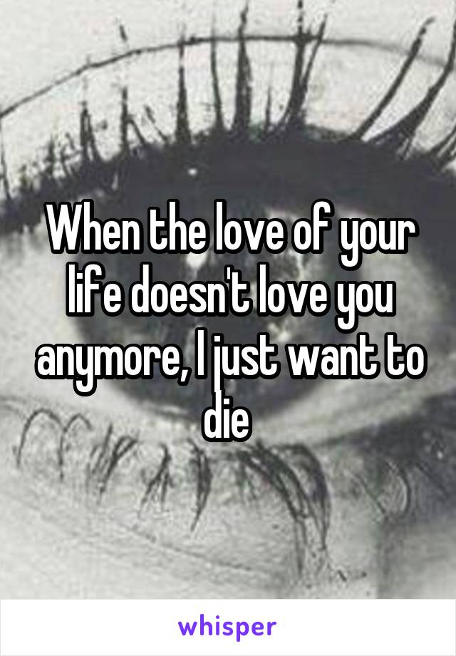 When the love of your life doesn't love you anymore, I just want to die 