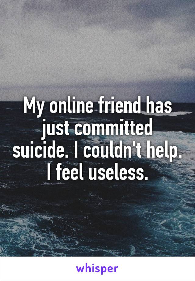 My online friend has just committed suicide. I couldn't help. I feel useless.
