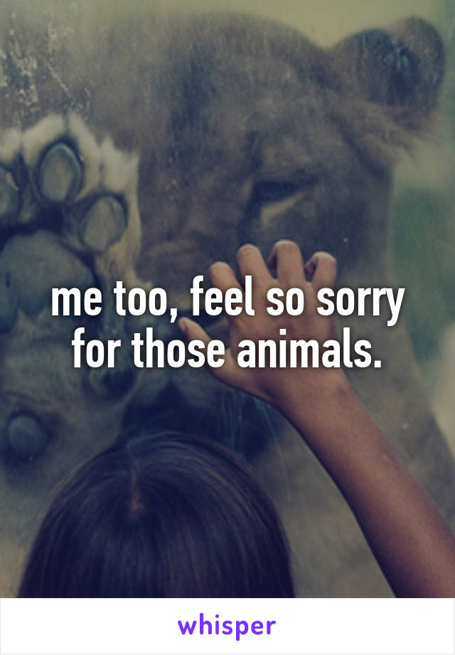 me too, feel so sorry for those animals.