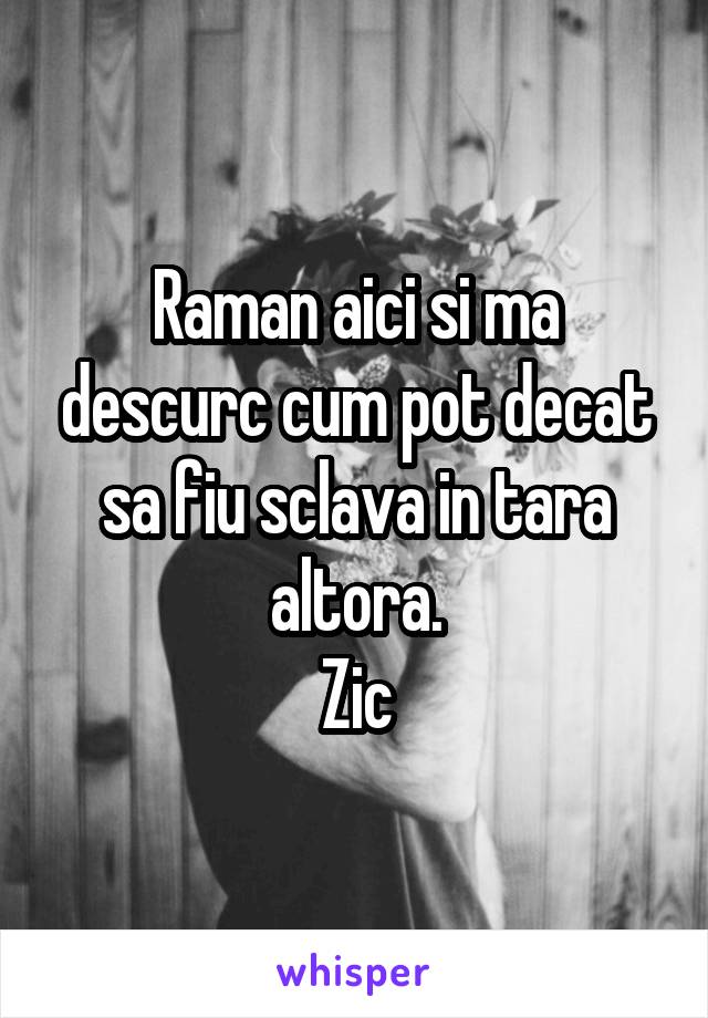 Raman aici si ma descurc cum pot decat sa fiu sclava in tara altora.
Zic