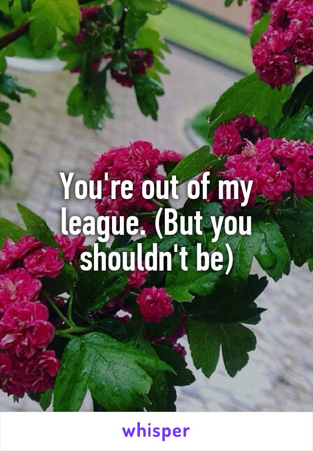 You're out of my league. (But you shouldn't be)