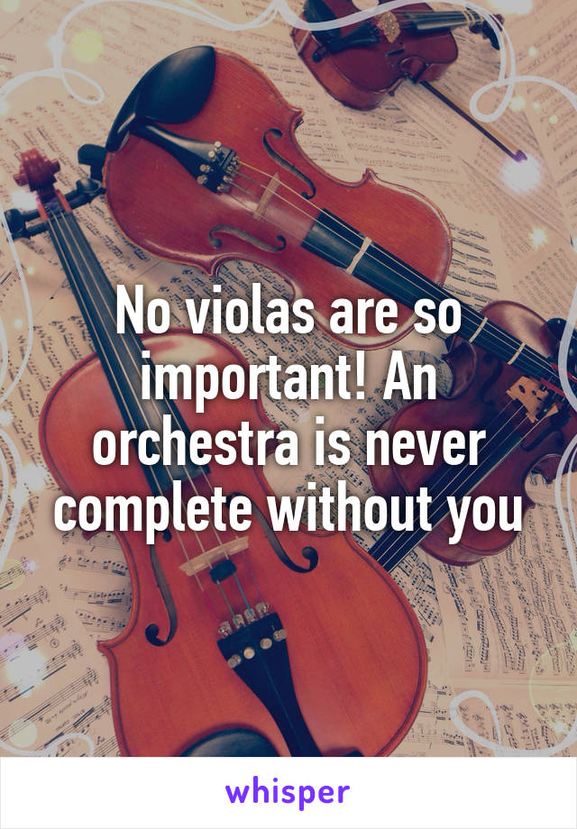 No violas are so important! An orchestra is never complete without you