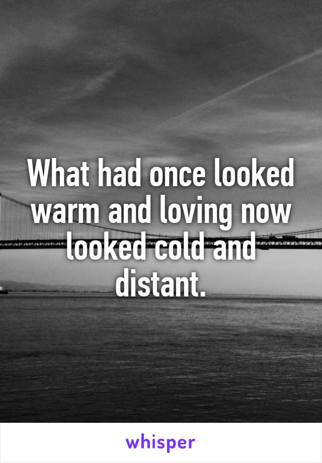 What had once looked warm and loving now looked cold and distant.