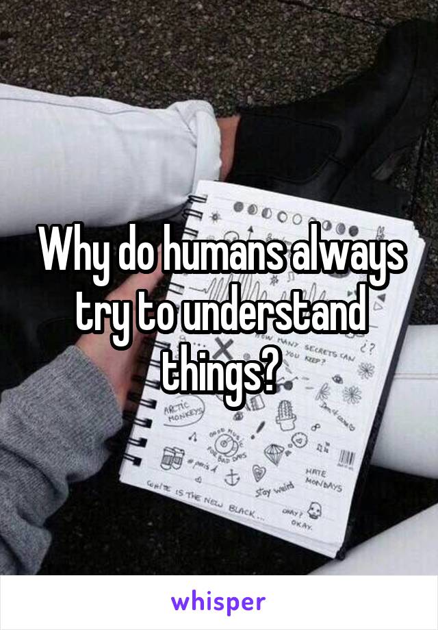 Why do humans always try to understand things?