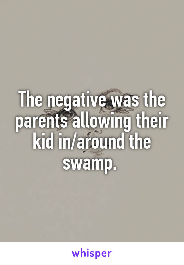 The negative was the parents allowing their kid in/around the swamp. 