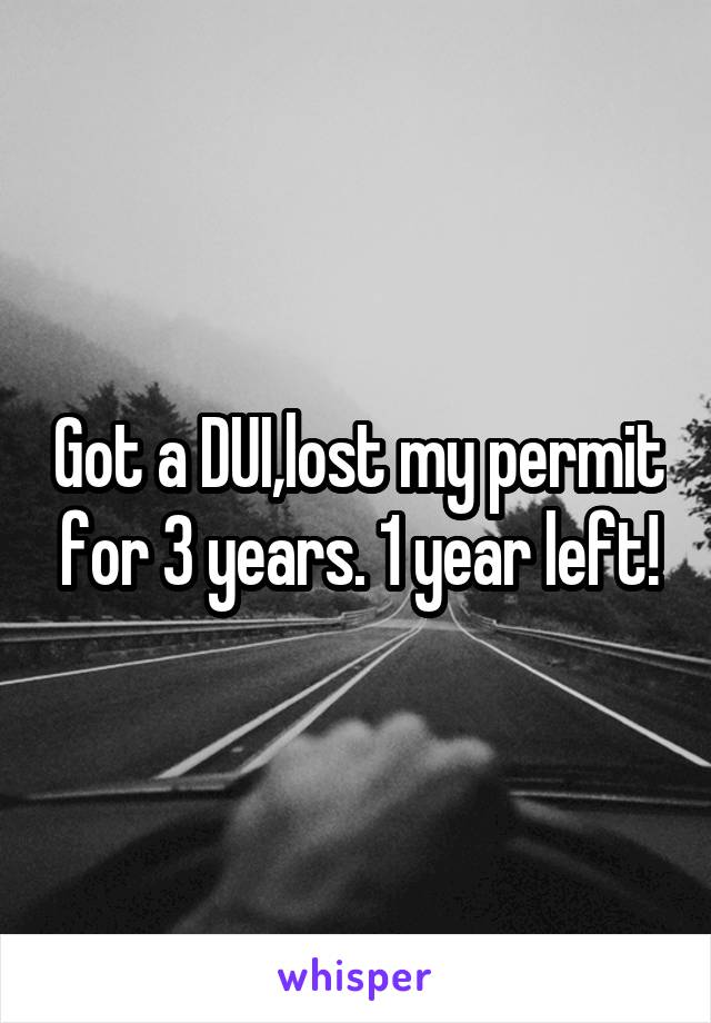 Got a DUI,lost my permit for 3 years. 1 year left!