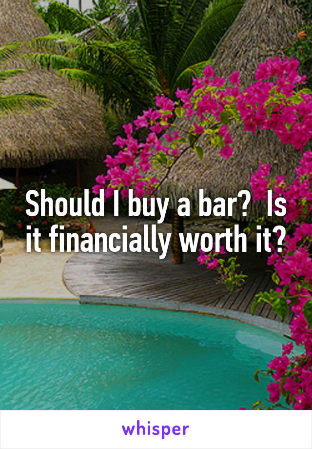 Should I buy a bar?  Is it financially worth it?