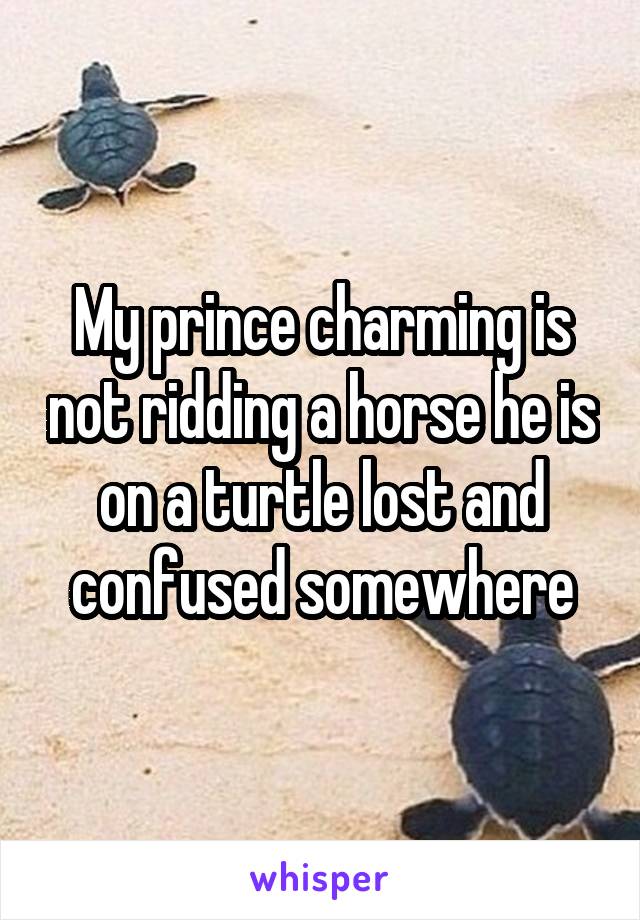 My prince charming is not ridding a horse he is on a turtle lost and confused somewhere