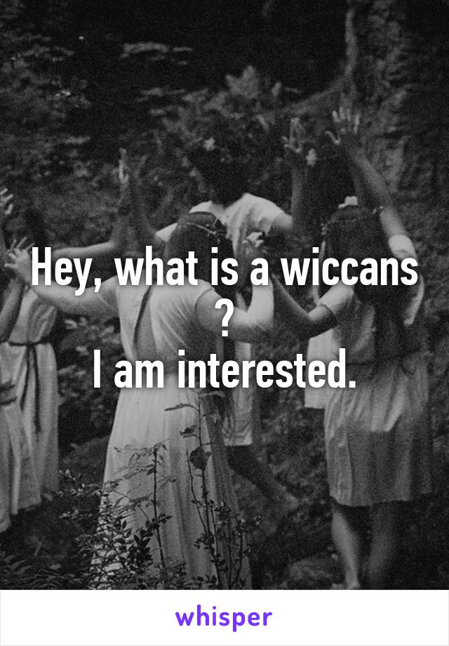 Hey, what is a wiccans ?
I am interested.