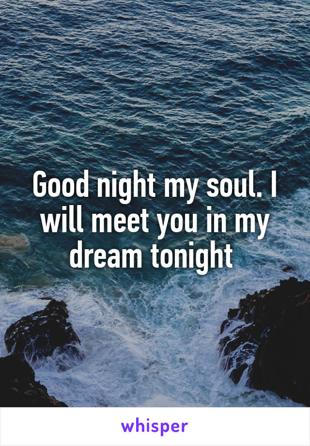 Good night my soul. I will meet you in my dream tonight 