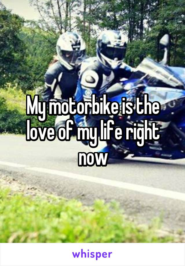 My motorbike is the love of my life right now