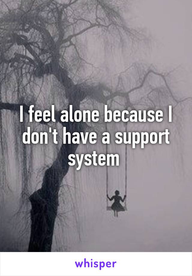 I feel alone because I don't have a support system 