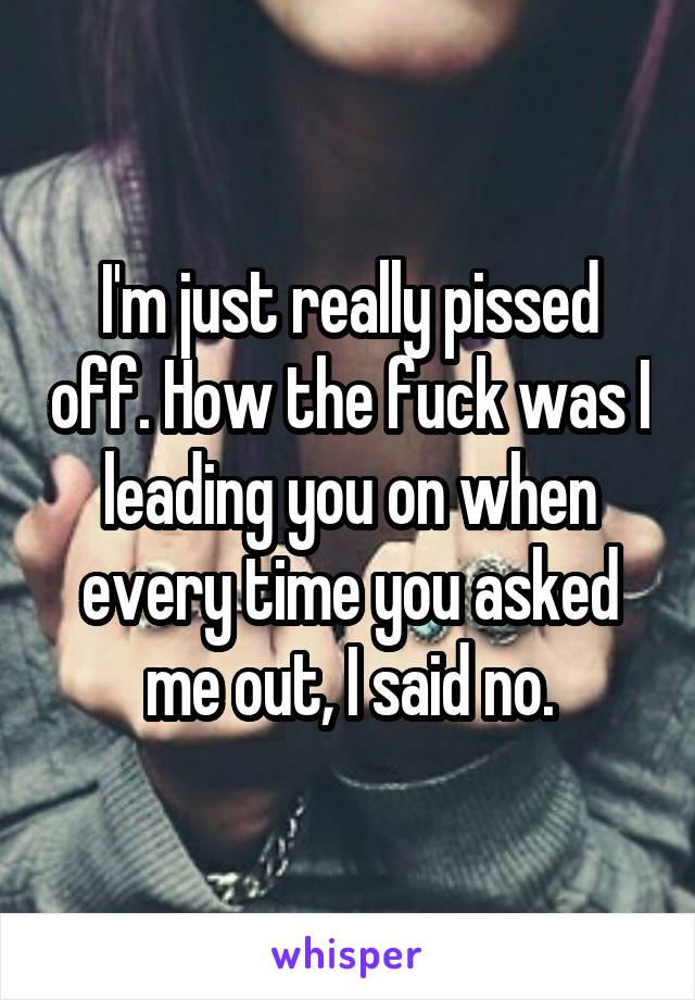 I'm just really pissed off. How the fuck was I leading you on when every time you asked me out, I said no.